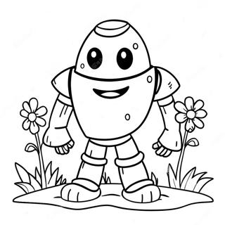 Cute Iron Golem With Flowers Coloring Page 27664-25175