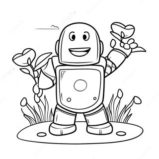 Cute Iron Golem With Flowers Coloring Page 27664-25176