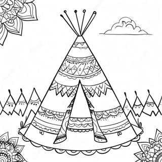 Colorful Teepee With Patterns Coloring Page 27704-25205