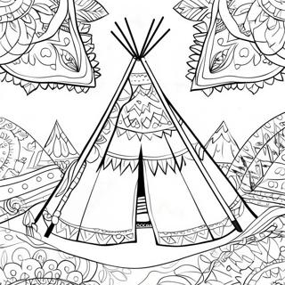 Colorful Teepee With Patterns Coloring Page 27704-25206