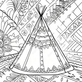 Colorful Teepee With Patterns Coloring Page 27704-25207