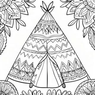 Colorful Teepee With Patterns Coloring Page 27704-25208