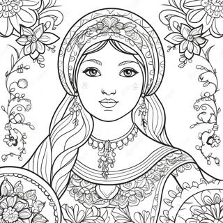 Traditional Russian Folk Art Coloring Page 27714-25213