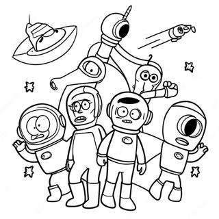 Futurama Characters In Space Coloring Page 27734-25229