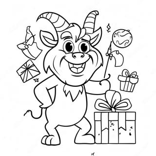 Playful Krampus With Gifts Coloring Page 27744-25239