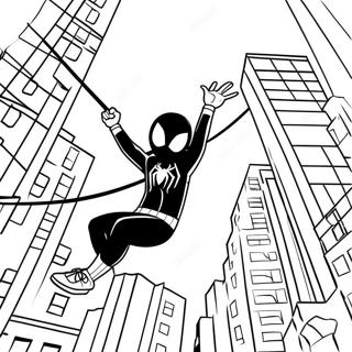 Miles Morales Swinging Through The City Coloring Page 27764-25254