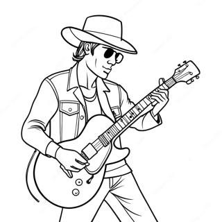 Cool Rockstar Playing Guitar Coloring Page 27784-25270