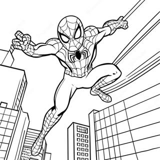 Spider Man Swinging Through The City Coloring Page 27865-25326