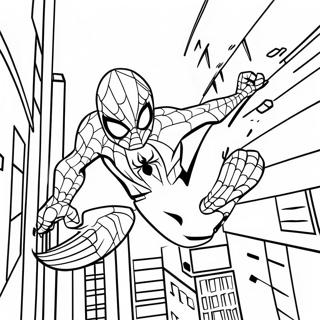 Spider Man Swinging Through The City Coloring Page 27865-25327