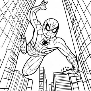 Spider Man Swinging Through The City Coloring Page 27865-25328