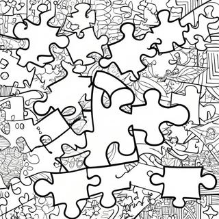 Colorful Puzzle Pieces Autism Coloring Page 2788-2269