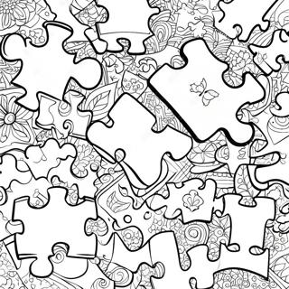 Colorful Puzzle Pieces Autism Coloring Page 2788-2272