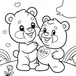 Cheerful Care Bears Playing Together Coloring Page 27905-25358