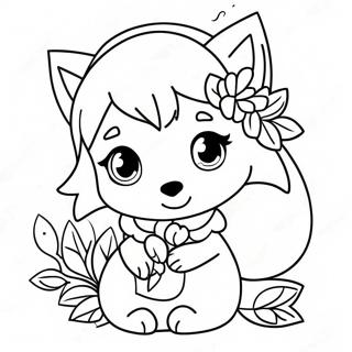 Cute Wolf Girl Anime With Flowers Coloring Page 27925-25373