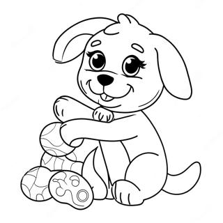 Cute Puppy Barbie Dog Playing With Toys Coloring Page 27995-25429