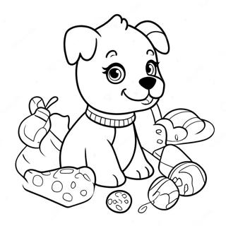 Cute Puppy Barbie Dog Playing With Toys Coloring Page 27995-25431