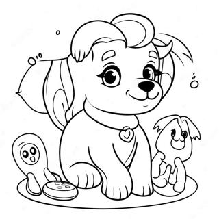 Cute Puppy Barbie Dog Playing With Toys Coloring Page 27995-25432