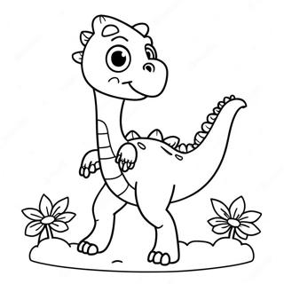 Cute Therizinosaurus With Flowers Coloring Page 28085-25503