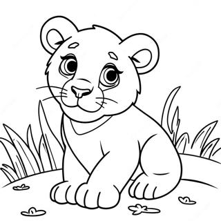 Playful Lion Cub Coloring Page 28095-25509