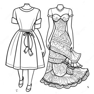 Fashionable Paper Doll Dress Up Coloring Page 28155-25560