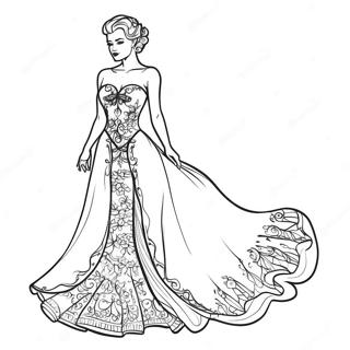 Elegant Woman In A Dress Coloring Page 2819-2288