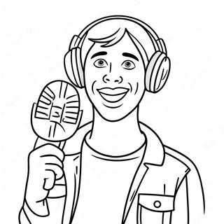 Funny Youtuber With A Microphone Coloring Page 28215-25606