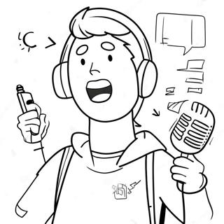 Funny Youtuber With A Microphone Coloring Page 28215-25607