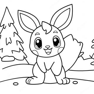 Cute Glaceon Playing In The Snow Coloring Page 28266-25638