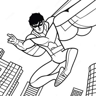 Nightwing Flying In The Sky Coloring Page 28306-25672