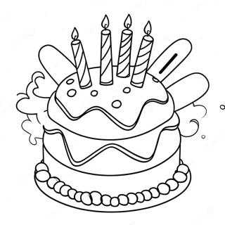 Colorful 8th Birthday Cake Coloring Page 28346-25704