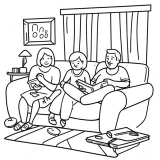 Cozy Family Movie Night Coloring Page 28376-25726