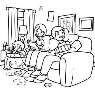 Cozy Family Movie Night Coloring Page 28376-25727