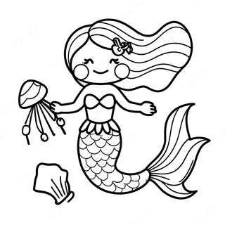 Playful Mermaid With Seashells Coloring Page 28446-25782