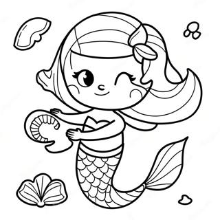 Playful Mermaid With Seashells Coloring Page 28446-25783