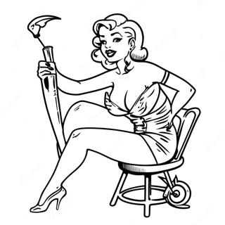 Vintage Tattoo Pin Up Coloring Page 28587-25886