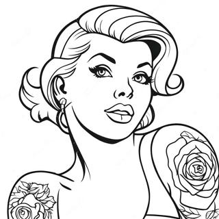 Vintage Tattoo Pin Up Coloring Page 28587-25887