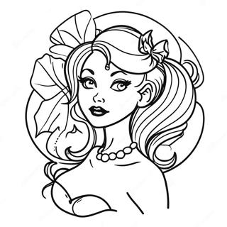 Vintage Tattoo Pin Up Coloring Page 28587-25888