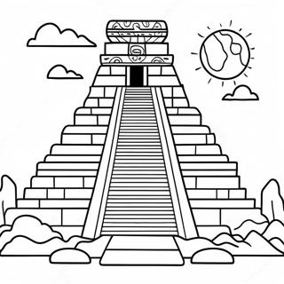 Ancient Mayan Temple Coloring Page 28607-25901