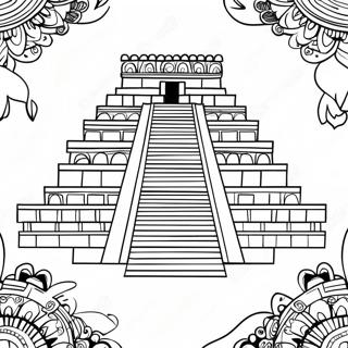 Ancient Mayan Temple Coloring Page 28607-25902