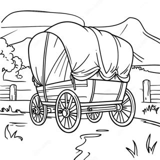 Covered Wagon On The Oregon Trail Coloring Page 28617-25912