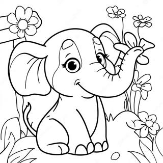 Horton With Colorful Flowers Coloring Page 28627-25917