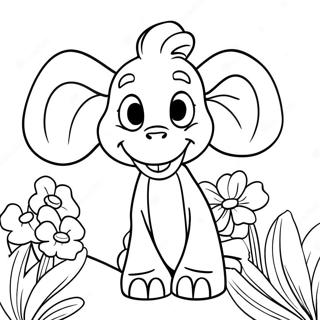 Horton With Colorful Flowers Coloring Page 28627-25918