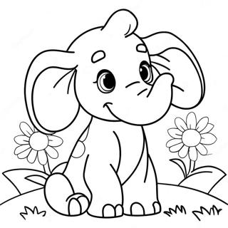 Horton With Colorful Flowers Coloring Page 28627-25919