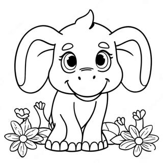 Horton With Colorful Flowers Coloring Page 28627-25920