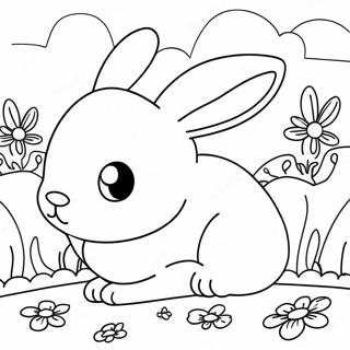 Cute Realistic Bunny In Garden Coloring Page 28657-25941