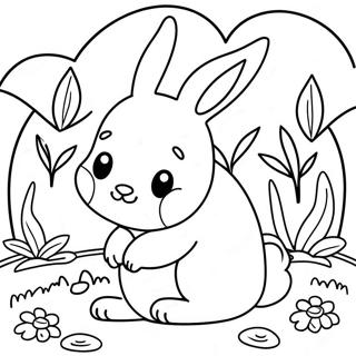 Cute Realistic Bunny In Garden Coloring Page 28657-25942