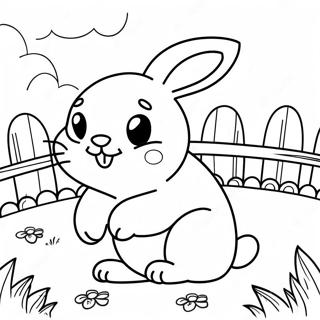 Cute Realistic Bunny In Garden Coloring Page 28657-25943