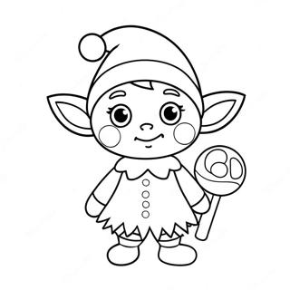 Adorable Elf With A Candy Cane Coloring Page 28757-26021