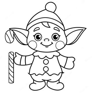 Adorable Elf With A Candy Cane Coloring Page 28757-26022