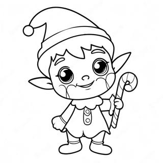 Adorable Elf With A Candy Cane Coloring Page 28757-26024